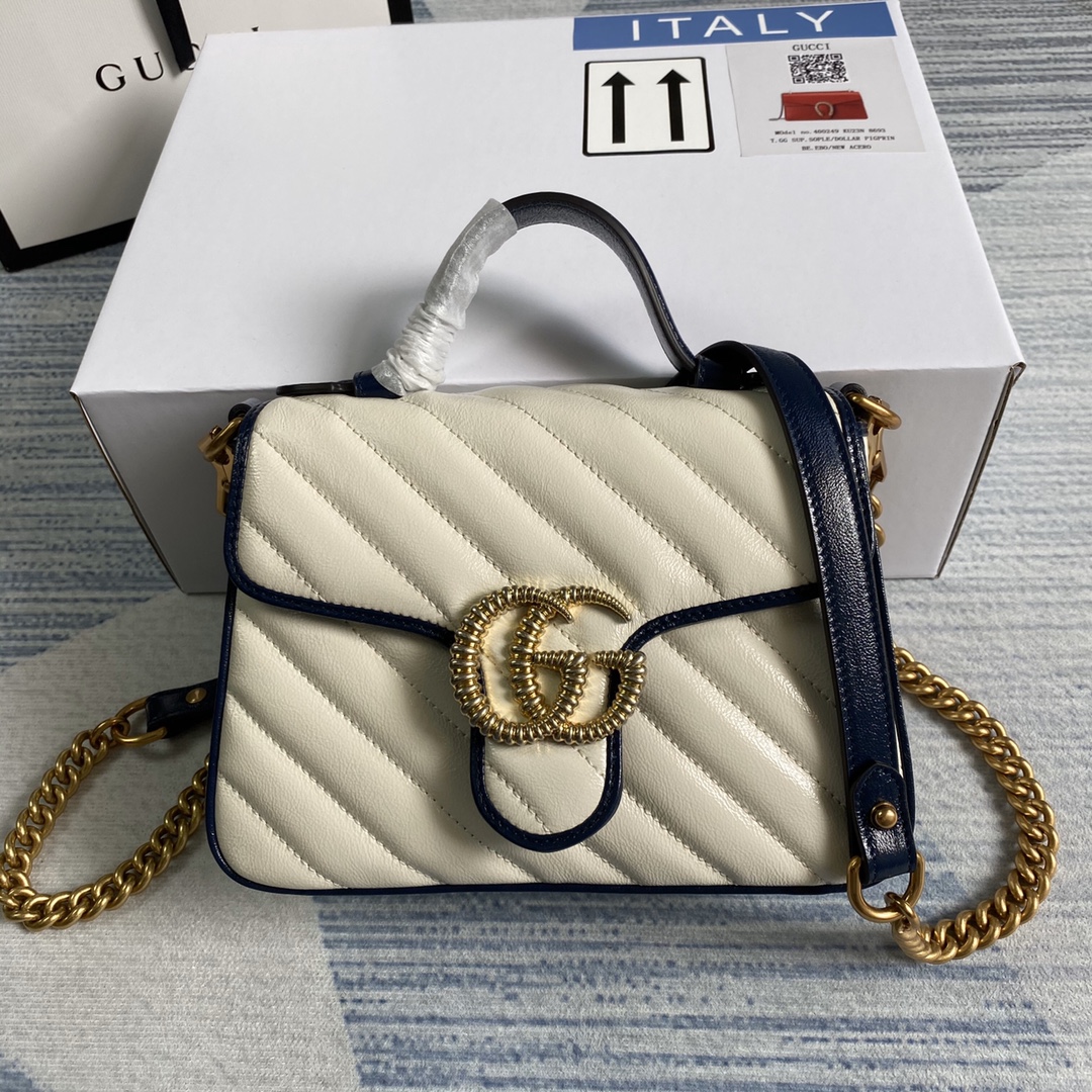 Gucci GG Marmont Mini Top Handle Bag Shoulder Bag 583571 White